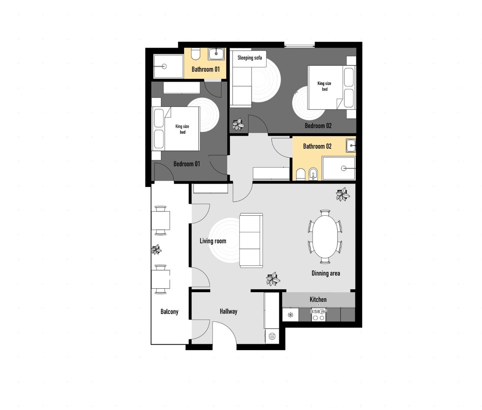 Two-Bedroom Deluxe Apartment Balcony,1689864156:JPEG
