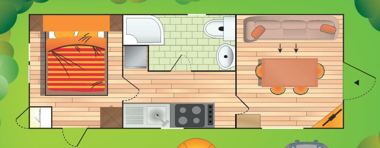 Mobilheim mit 1 Schlafzimmer und Terrasse